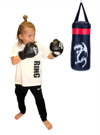 Zestaw dziecięcy worek bokserski 40cm czarny + rękawice 4KIDS